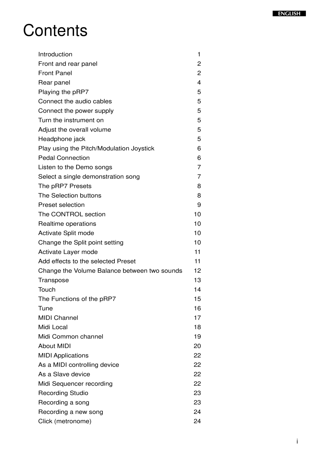 Peavey pRP 7 owner manual Contents 