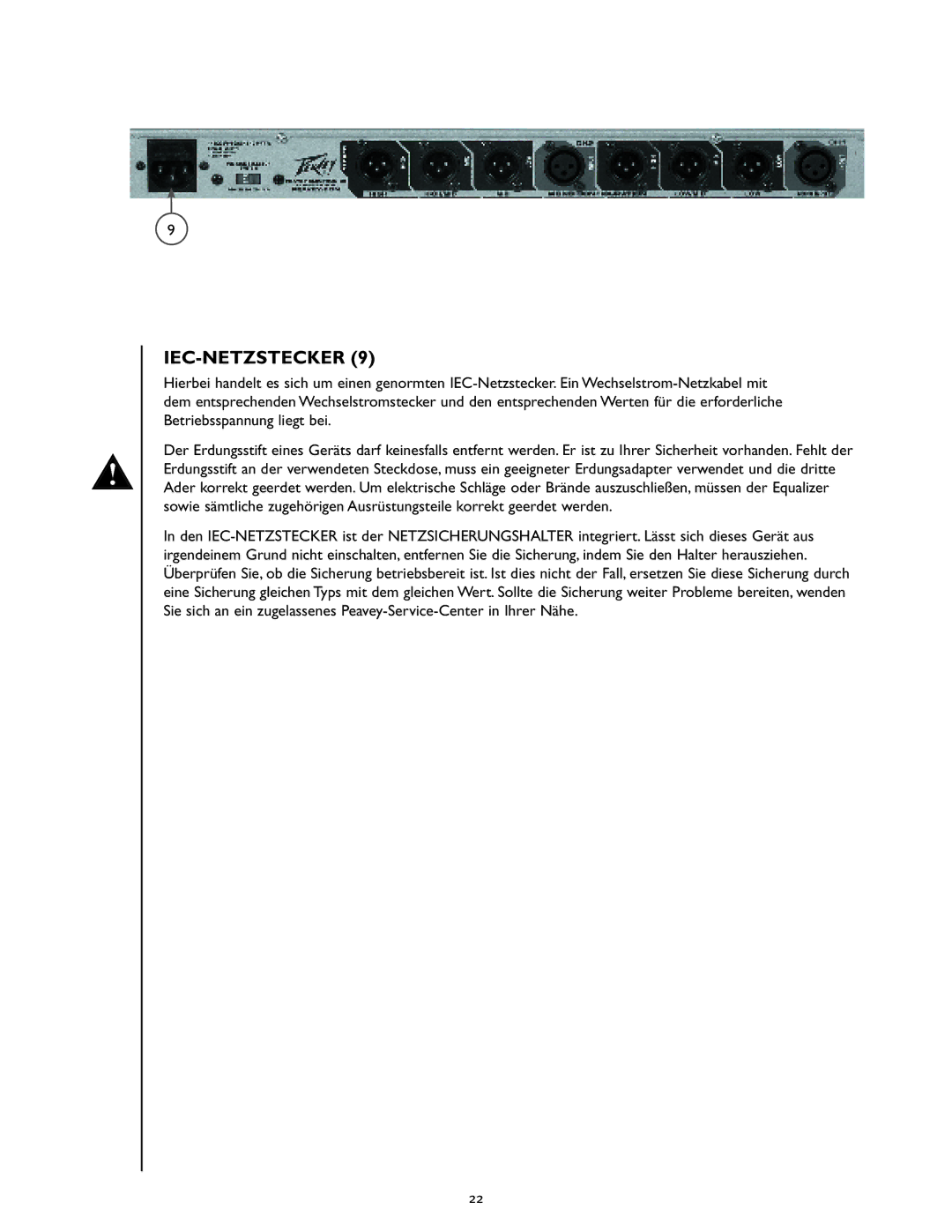 Peavey PV 35XO manual Iec-Netzstecker 