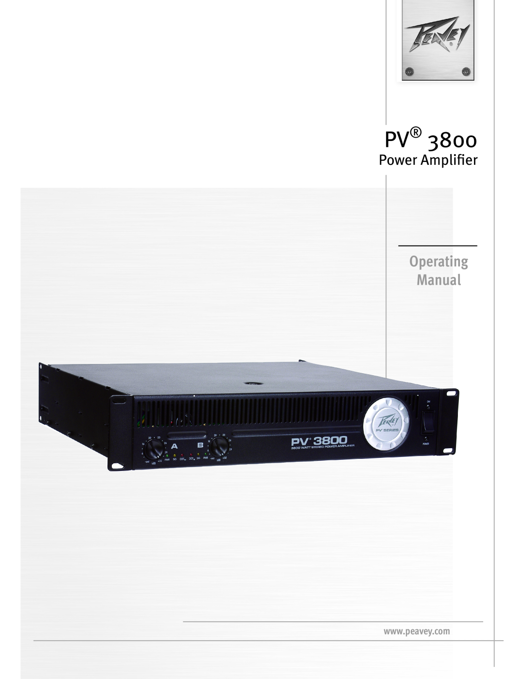 Peavey PV 3800 manual Operating Manual, Power Amplifier 