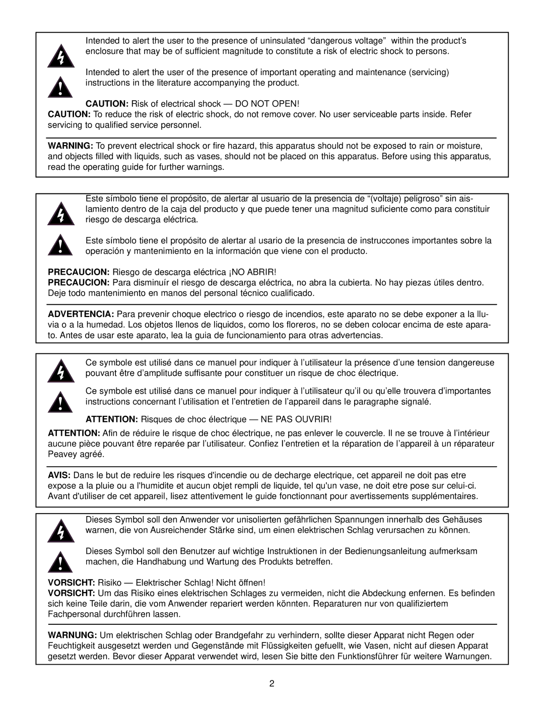 Peavey PV Series manual 