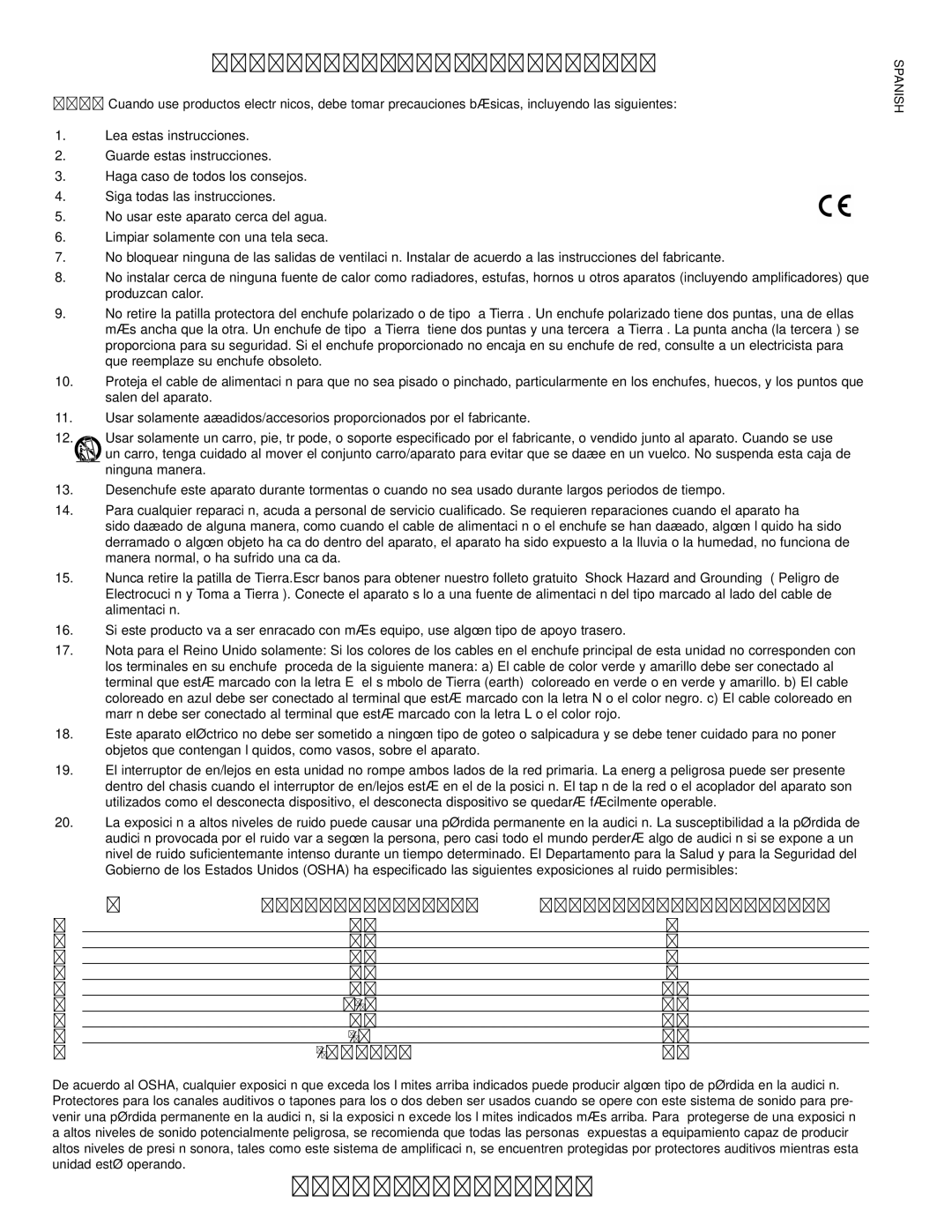 Peavey PV115D manual Guarde Estas Instrucciones, Instrucciones Importantes Para SU Seguridad, ⁄ 4 o menos 