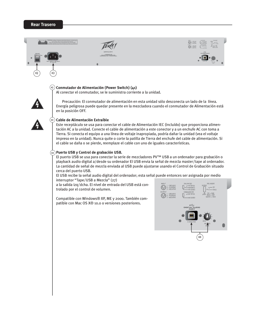 Peavey PV 14, PV20, PV 10 manual 42 $PONVUBEPSEFMJNFOUBDJwO 1PXFS4XJUDI   , $BCMFEFMJNFOUBDJwO&YUSBrCMF 