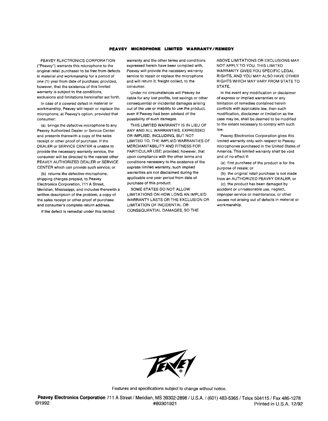 Peavey PVM 45i manual 