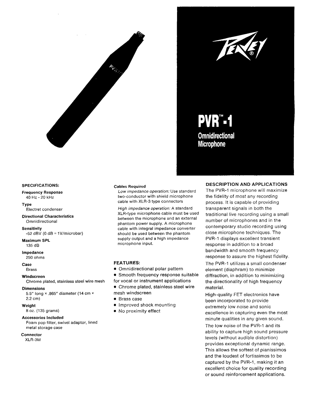 Peavey PVR-1 manual 