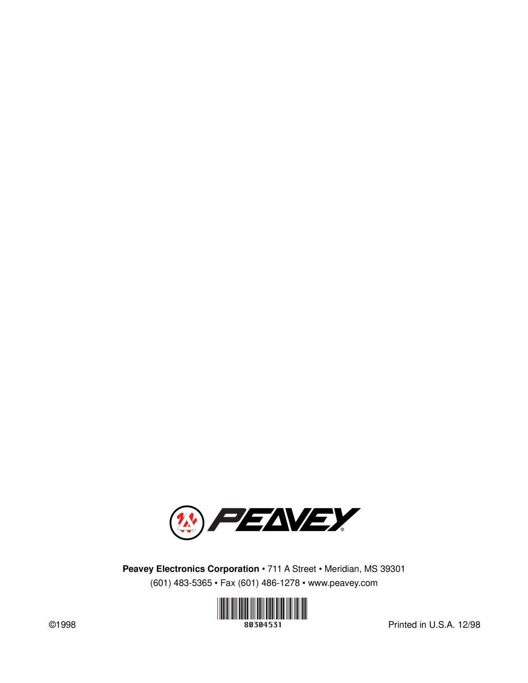 Peavey Q 215FX owner manual Peavey Electronics Corporation 711 a Street Meridian, MS 