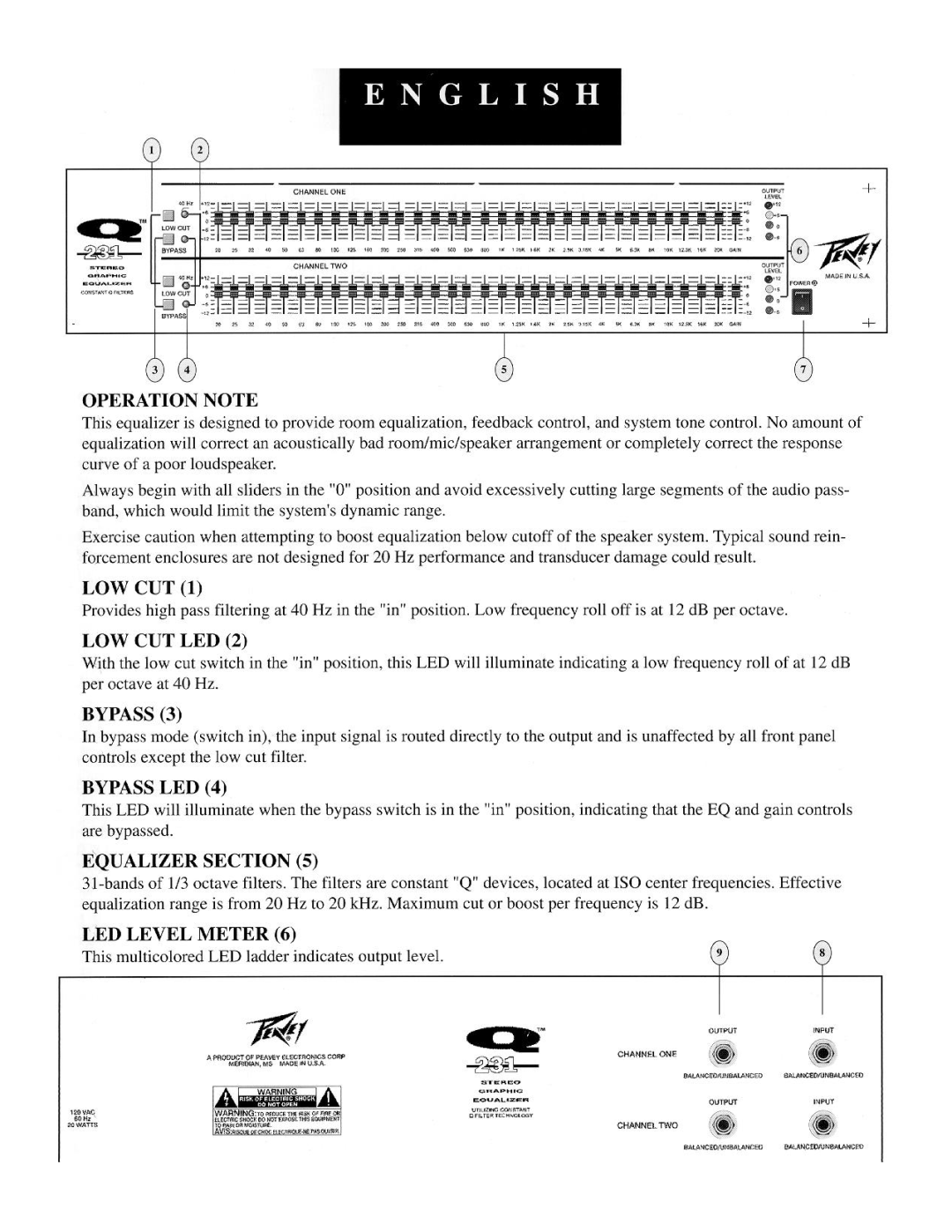 Peavey Q 131, Q 231 manual 