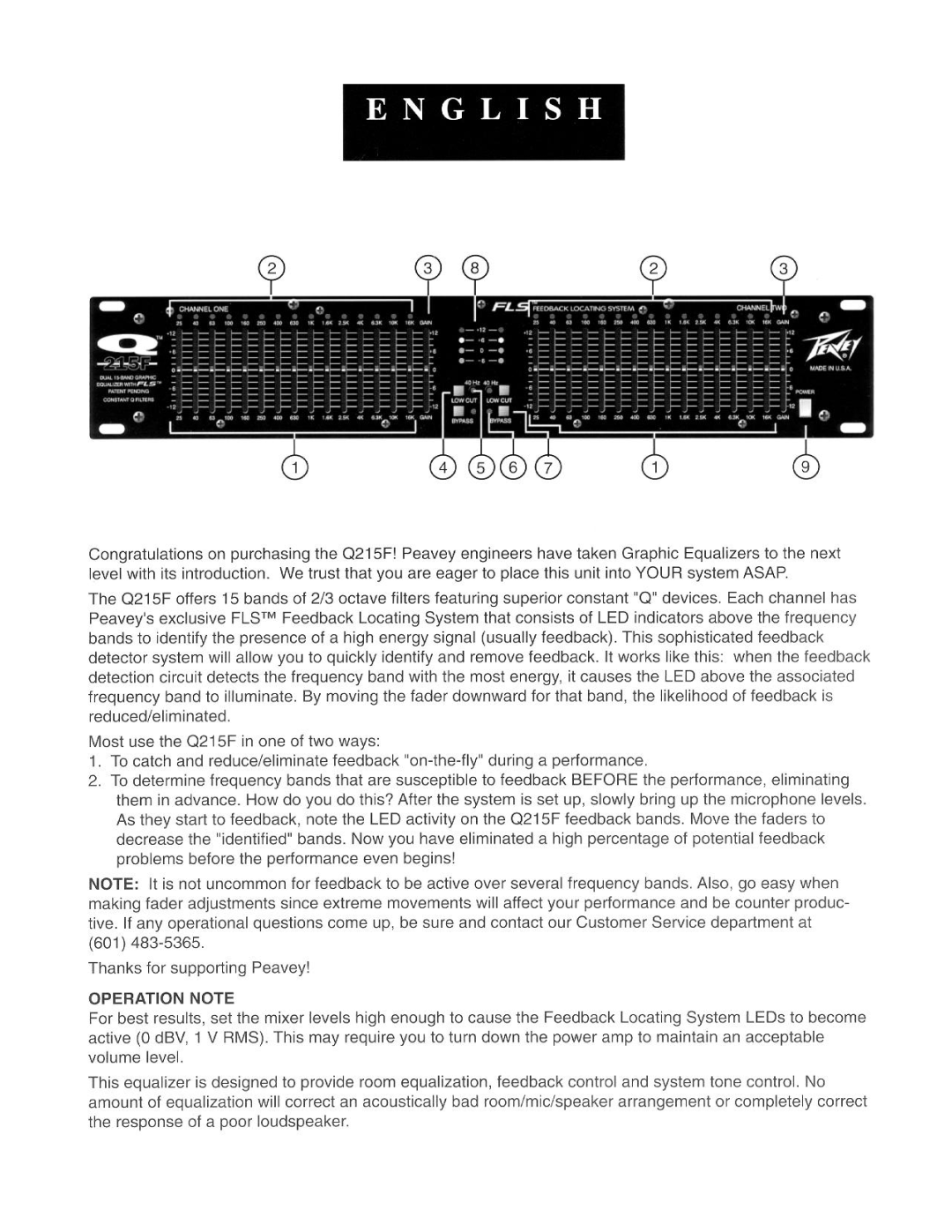 Peavey Q215F manual 