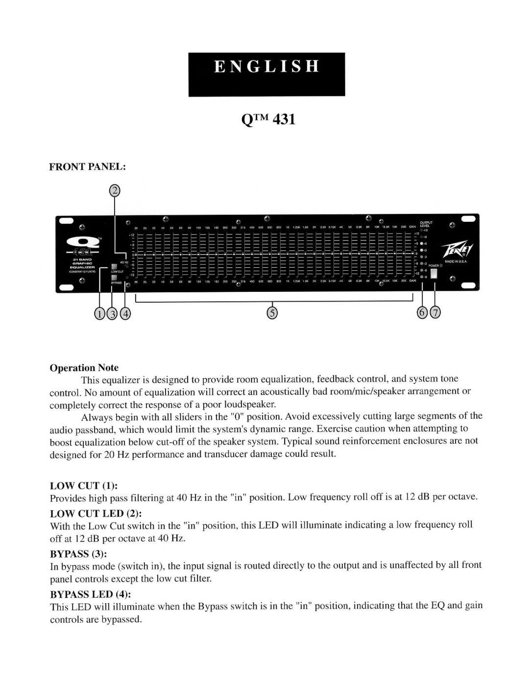 Peavey Q431 manual 