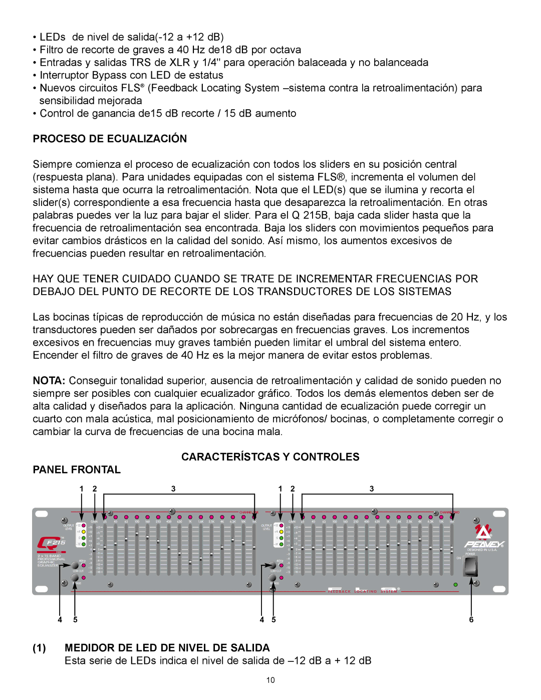 Peavey QF131, QF215, Q215B manual Proceso DE Ecualización 