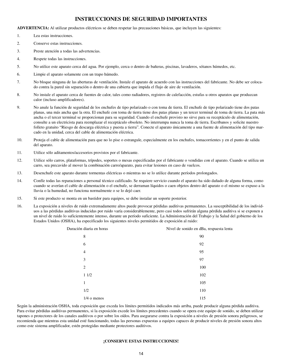 Peavey Q215B, QF215, QF131 manual Instrucciones DE Seguridad Importantes 