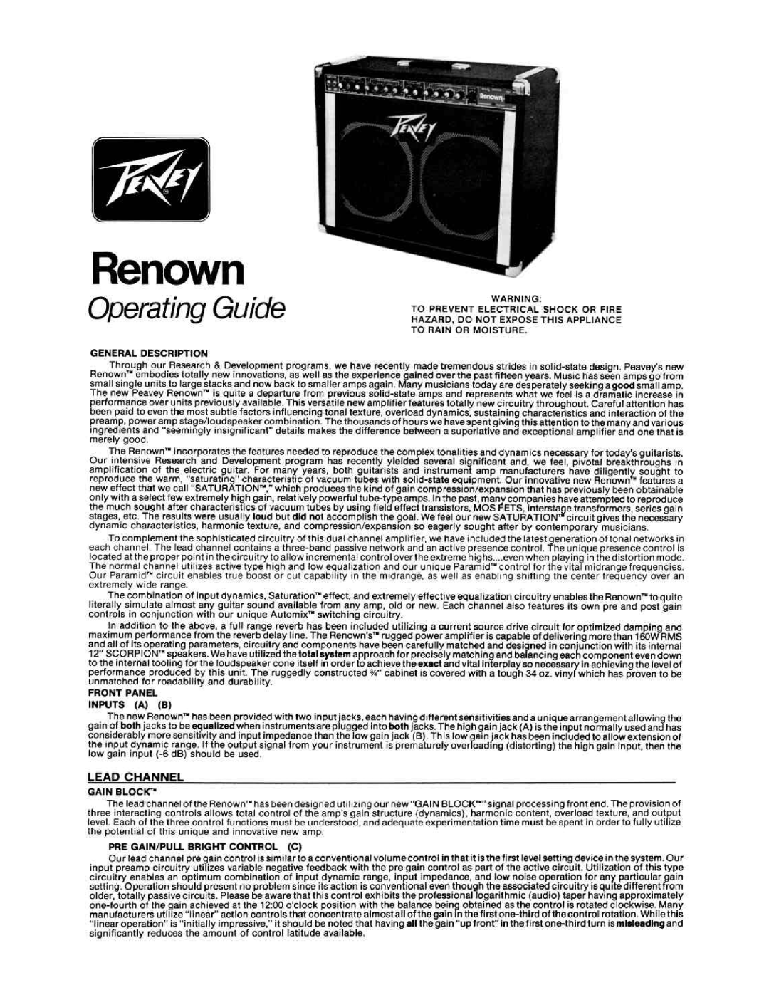 Peavey Renown manual 