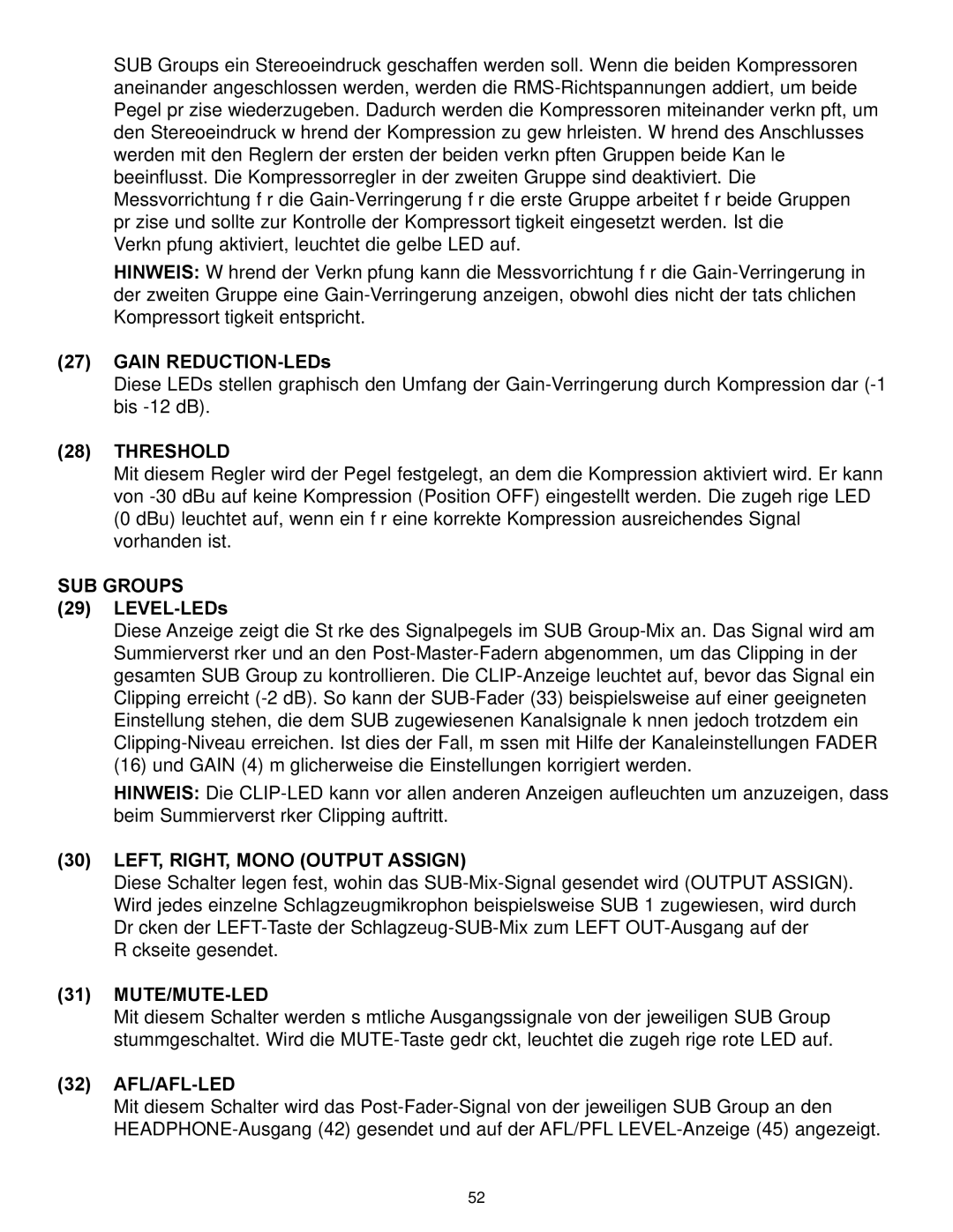 Peavey RQ 4300 Series manual Gain REDUCTION-LEDs, LEVEL-LEDs, Mute/Mute-Led, 32 AFL/AFL-LED 