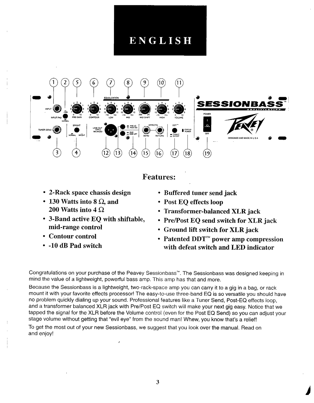 Peavey SESSIONBASS manual 