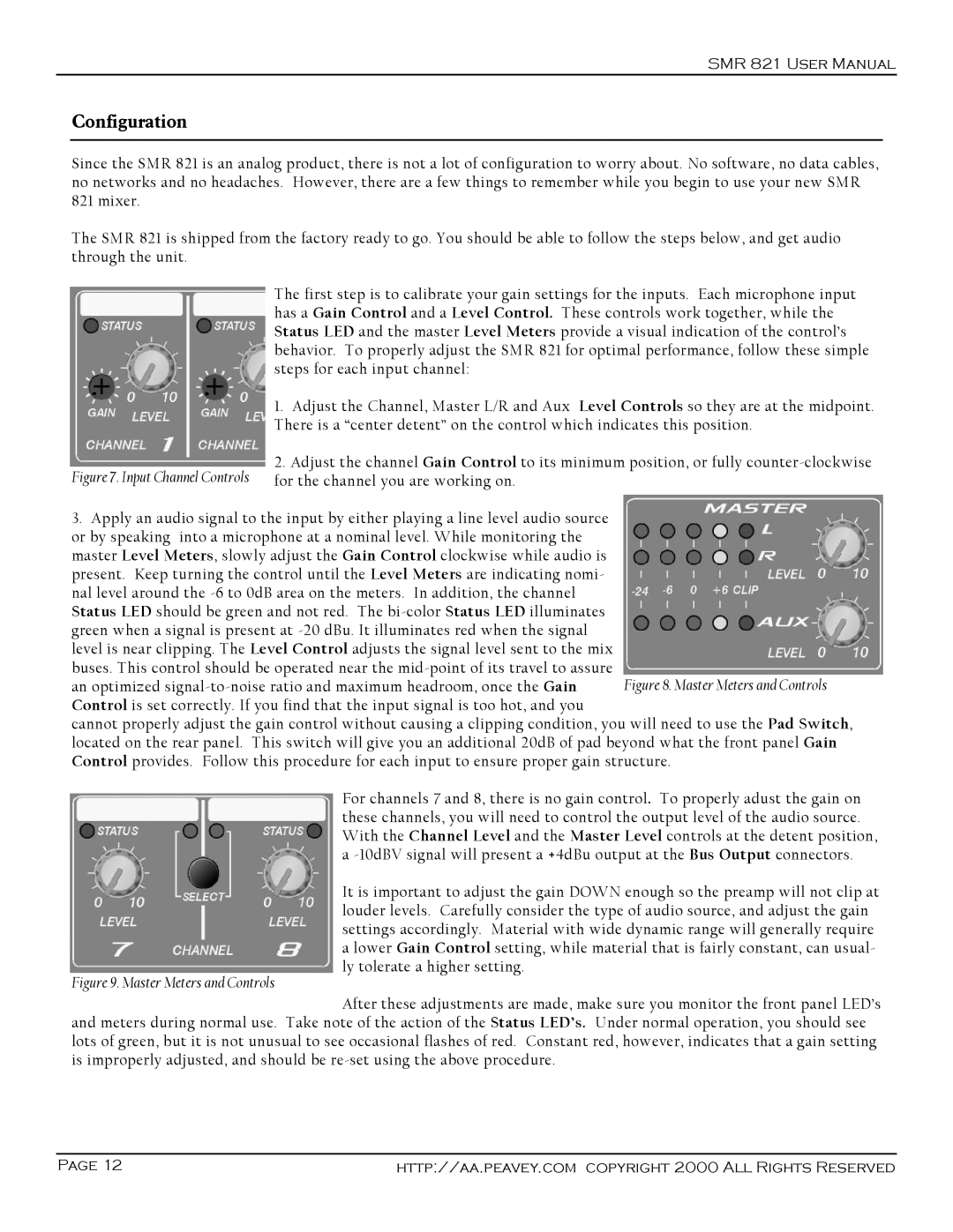 Peavey SMR 821 user manual Configuration, Input Channel Controls 