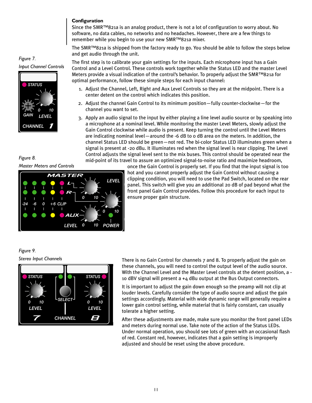 Peavey SMRTM 821a user manual Configuration, Stereo Input Channels 