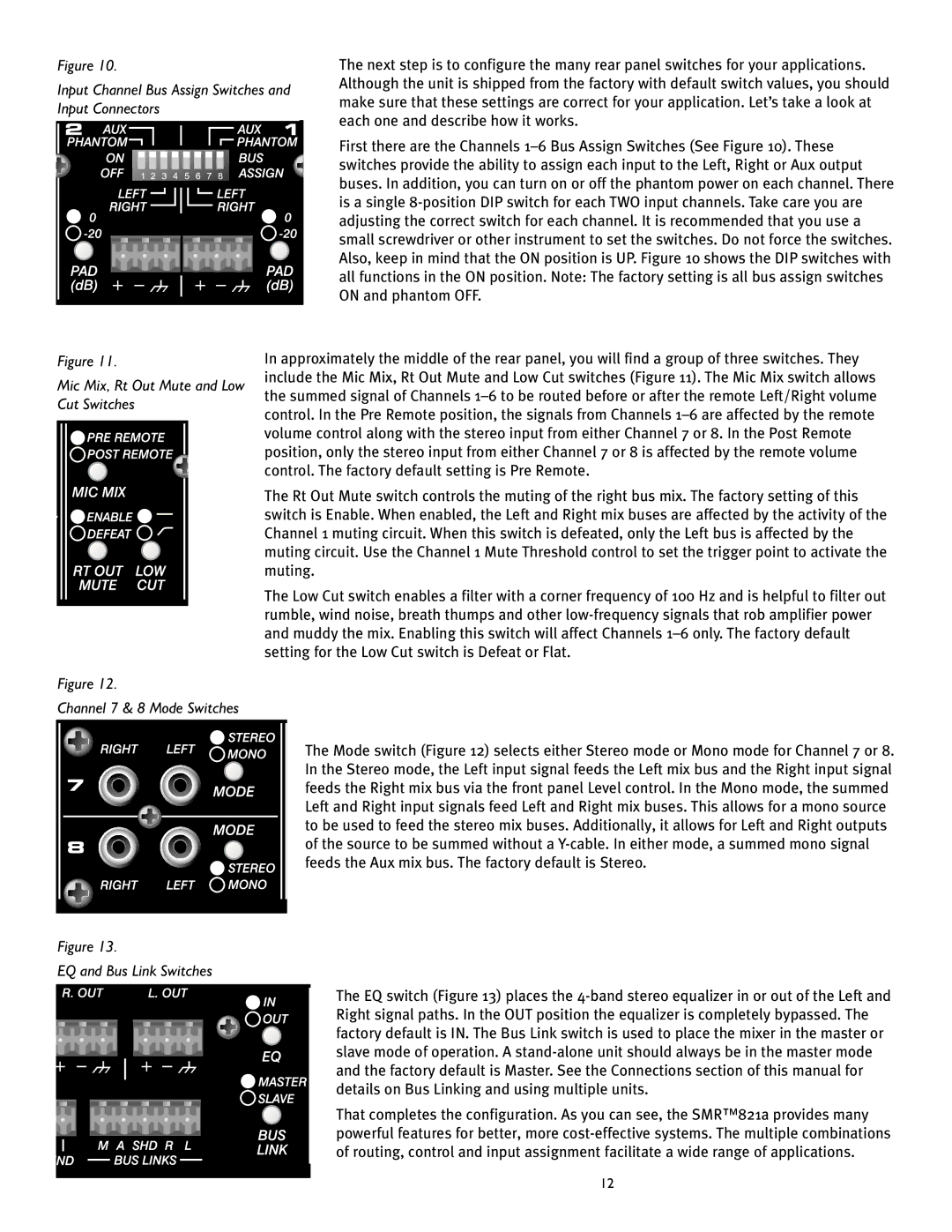 Peavey SMRTM 821a user manual Input Connectors 