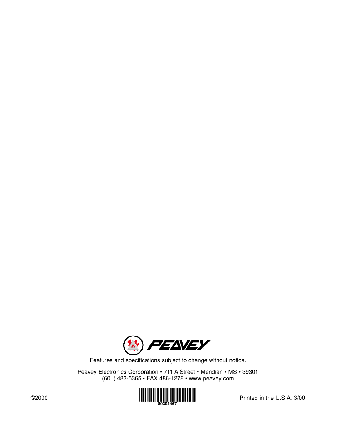 Peavey SRM Series owner manual 80304467 