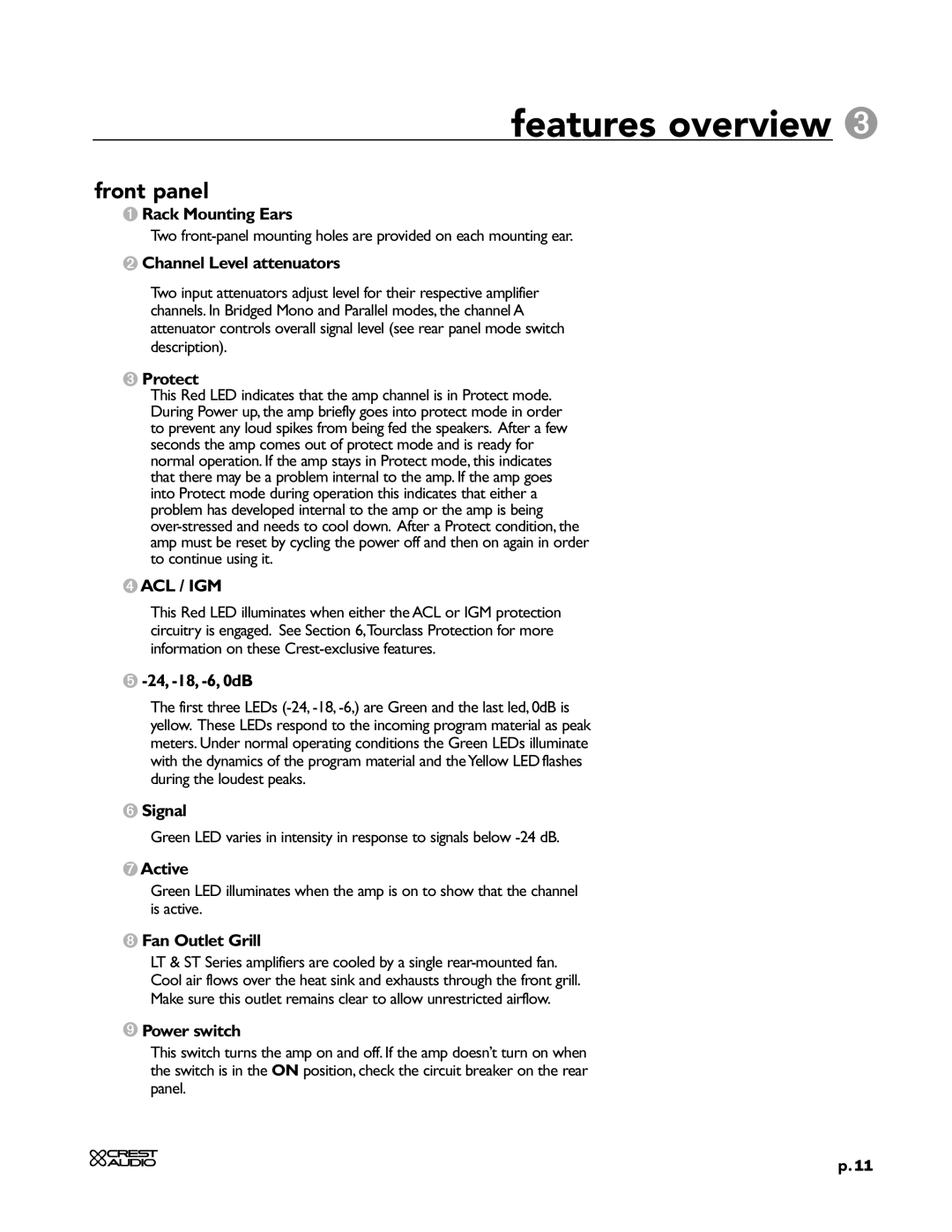 Peavey LT Series, ST Series owner manual Front panel 