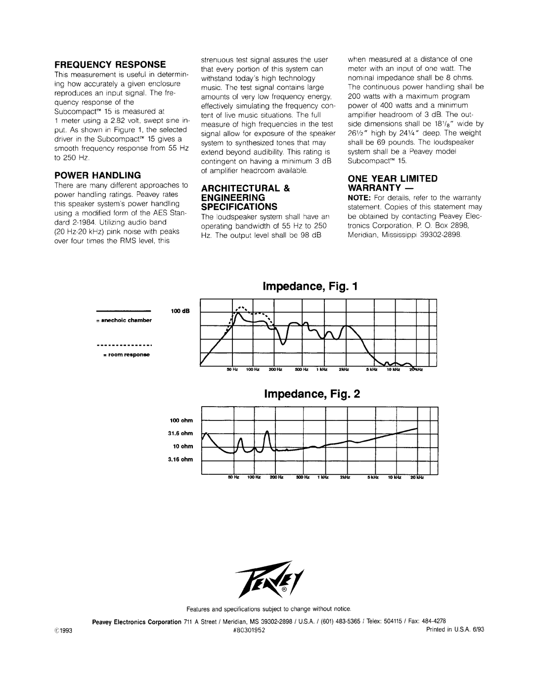 Peavey Subcompact 15 manual 