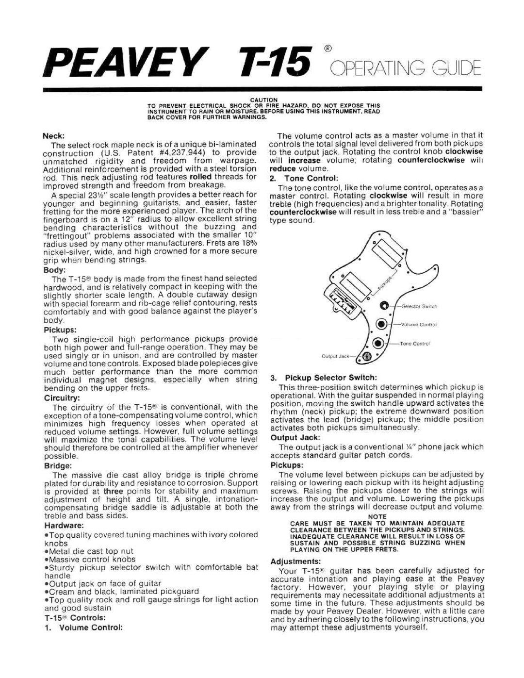 Peavey T-15 manual 