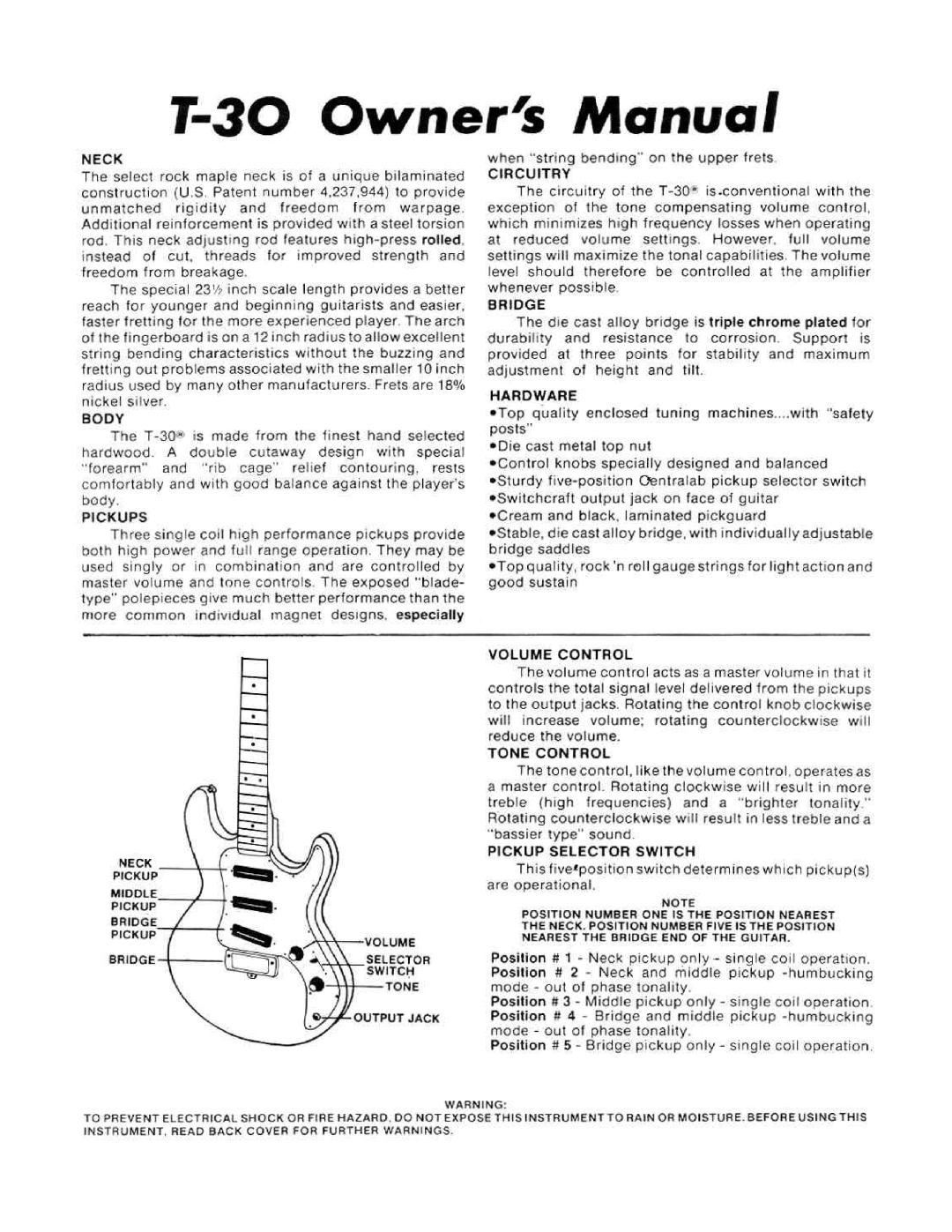 Peavey T-30 manual 