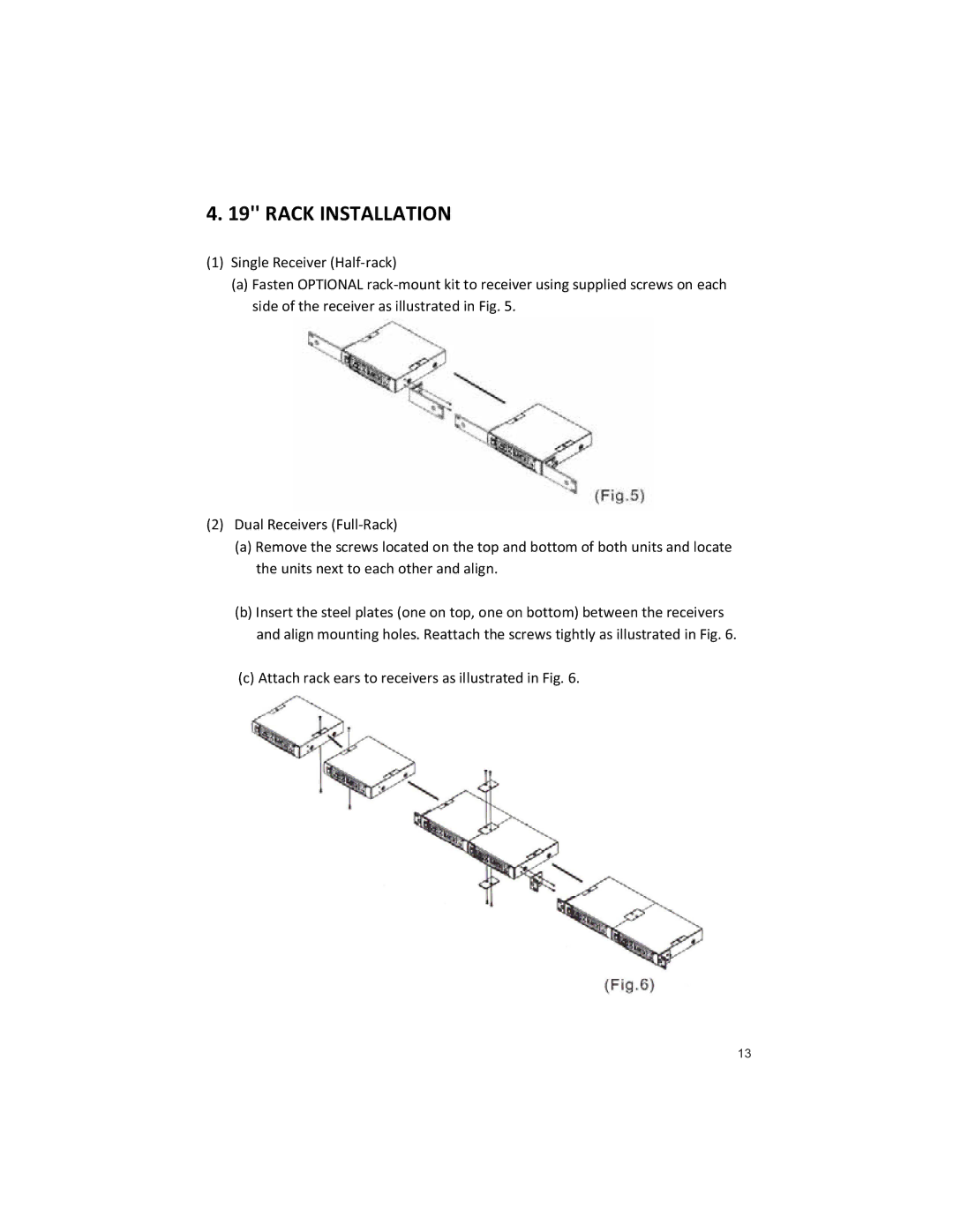 Peavey U1002 manual Rack Installation 