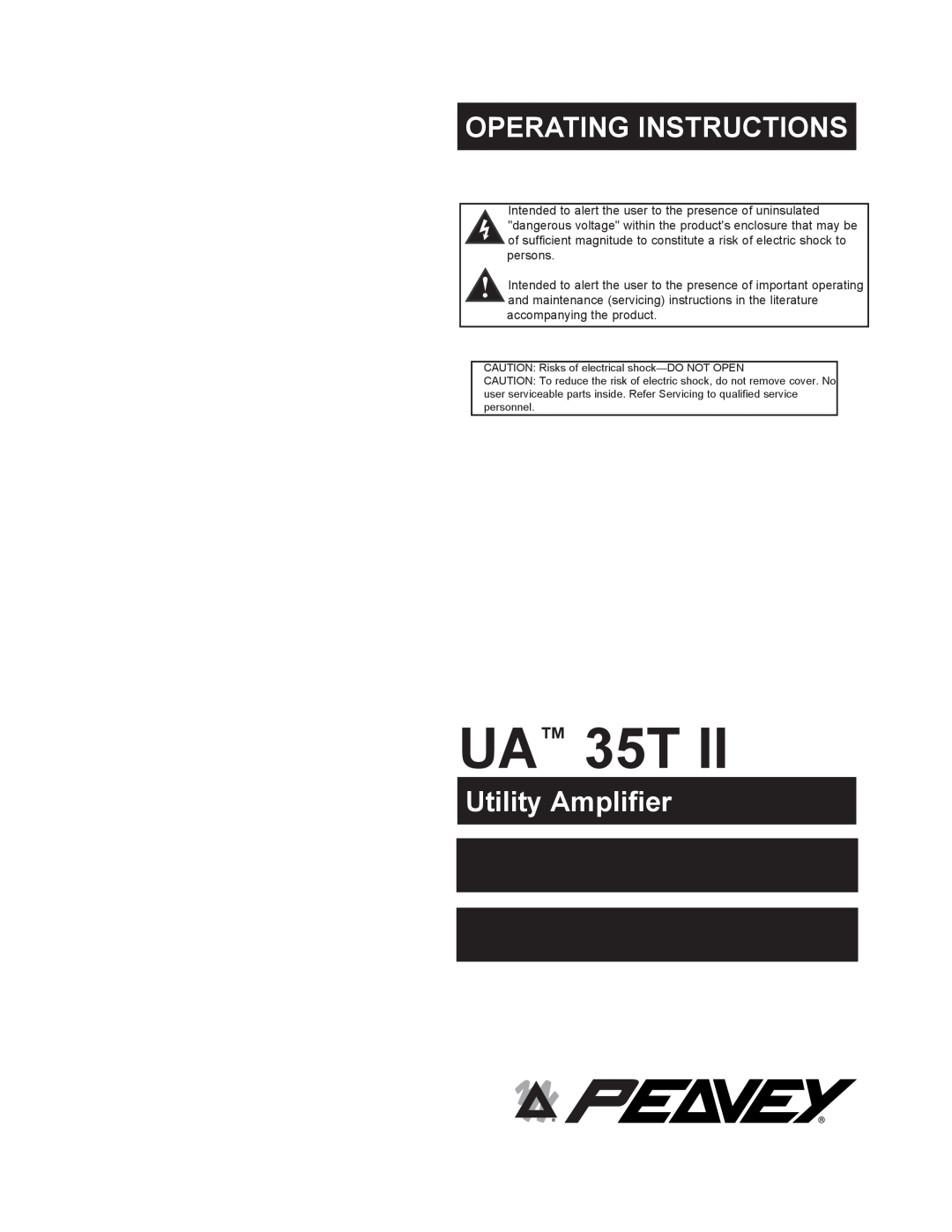 Peavey UA 35T II user service UAª 35T, Operating Instructions, Utility Amplifier 