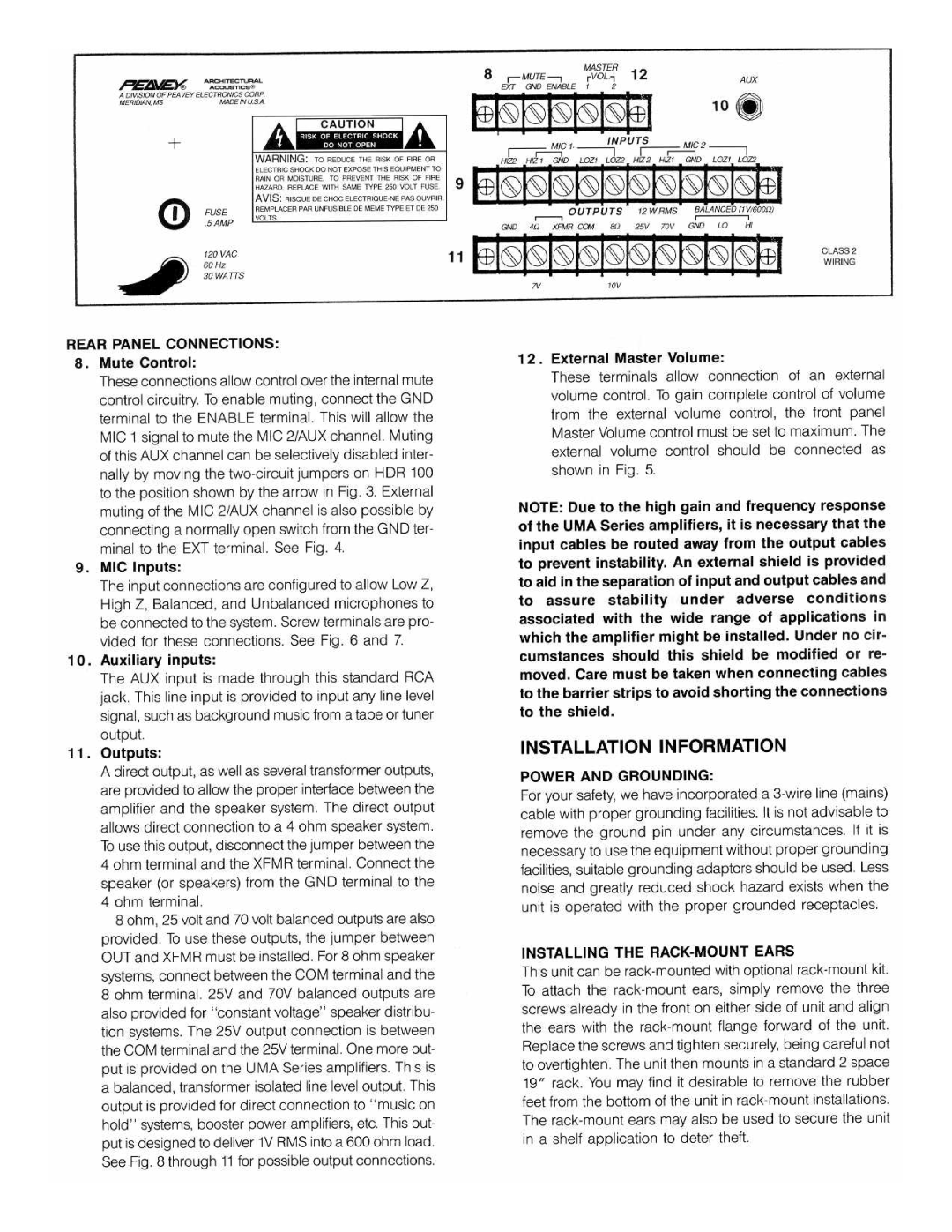 Peavey UMA/12T manual 