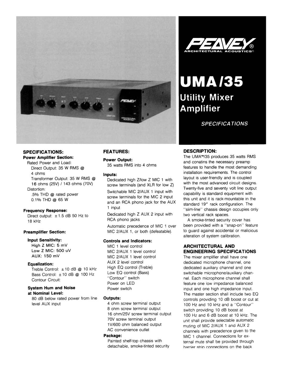 Peavey UMA/35 manual 