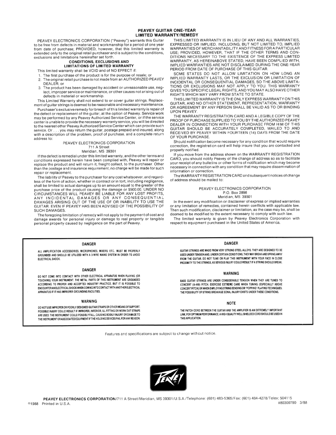 Peavey Unity LTD manual 