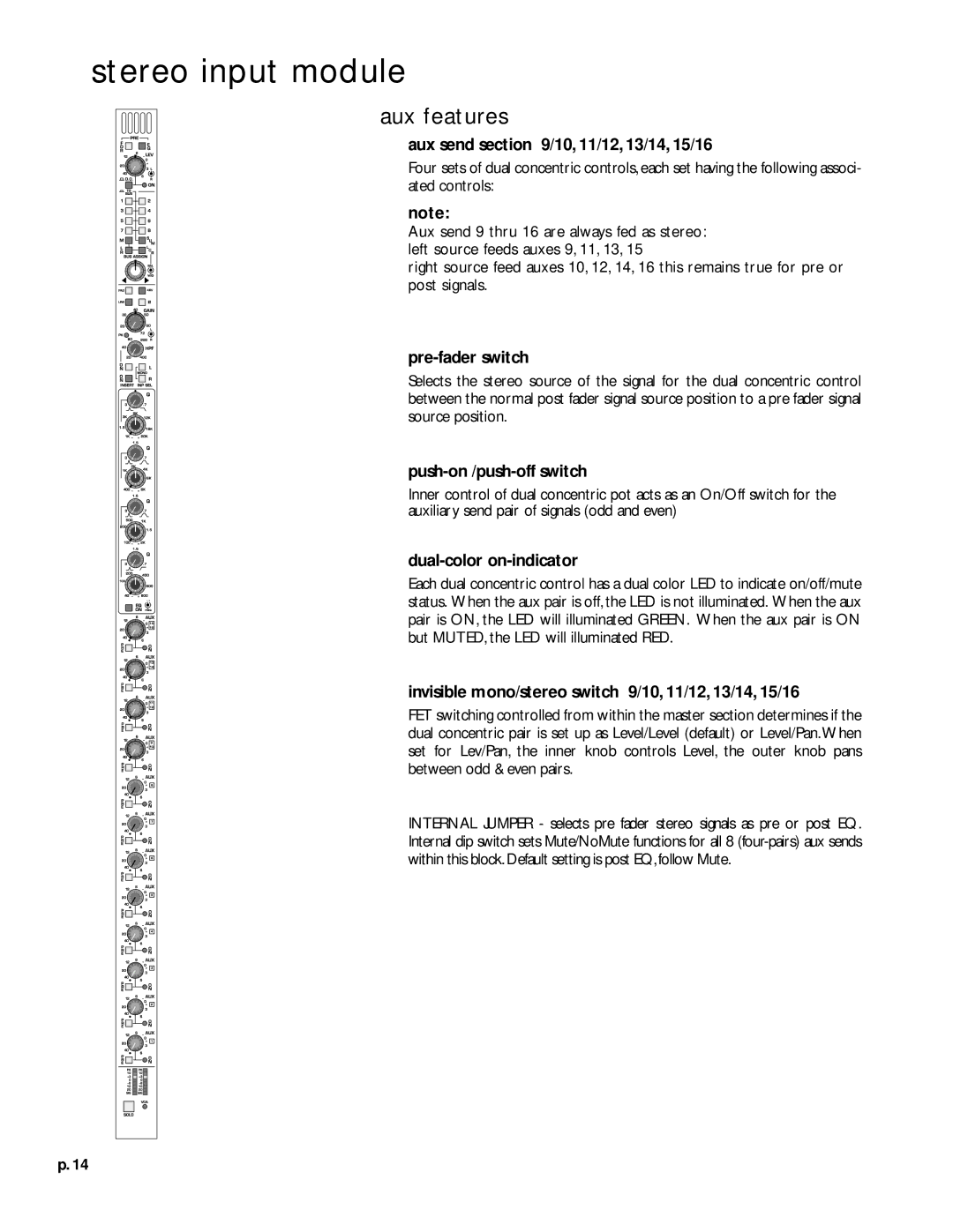 Peavey V12 owner manual Aux features 