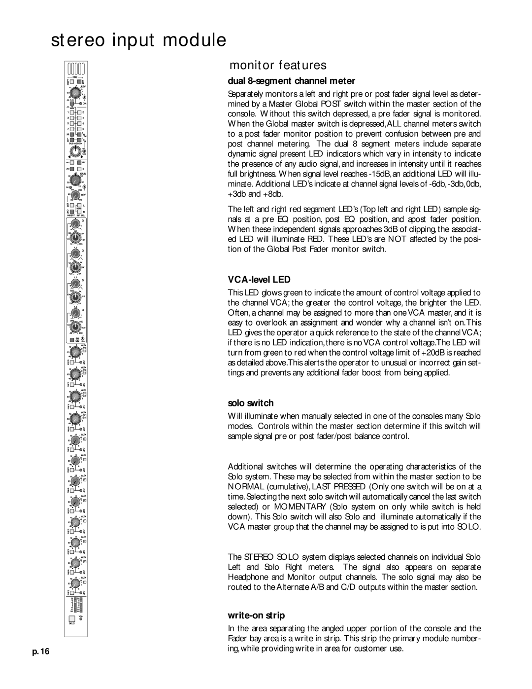 Peavey V12 owner manual Monitor features, Dual 8-segment channel meter 