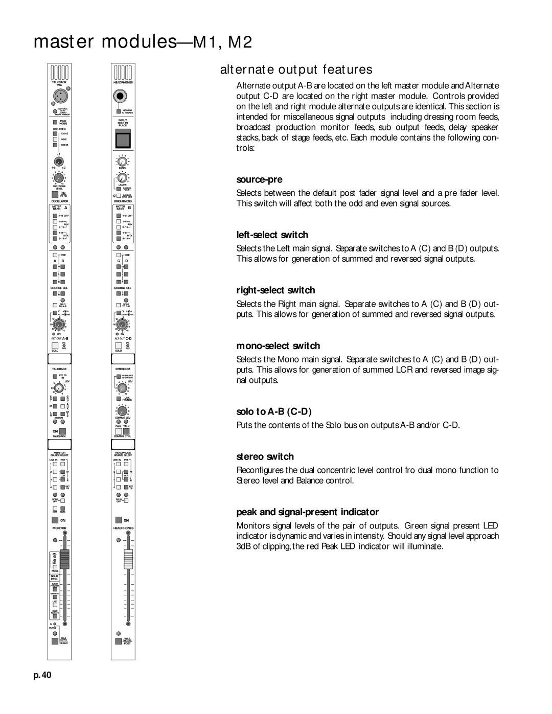 Peavey V12 owner manual Alternate output features 