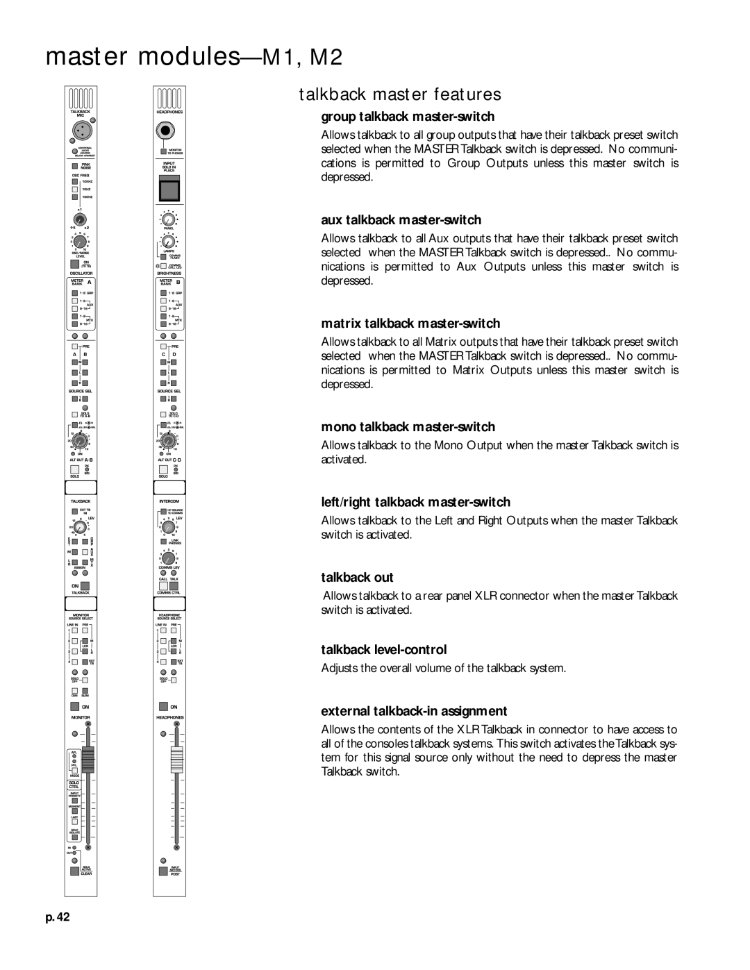 Peavey V12 owner manual Talkback master features 