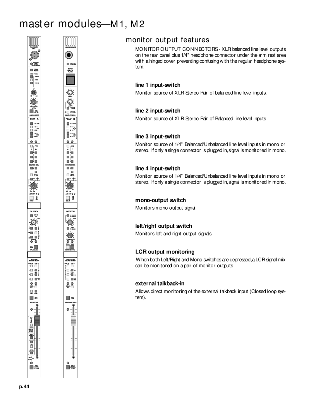 Peavey V12 owner manual Monitor output features 