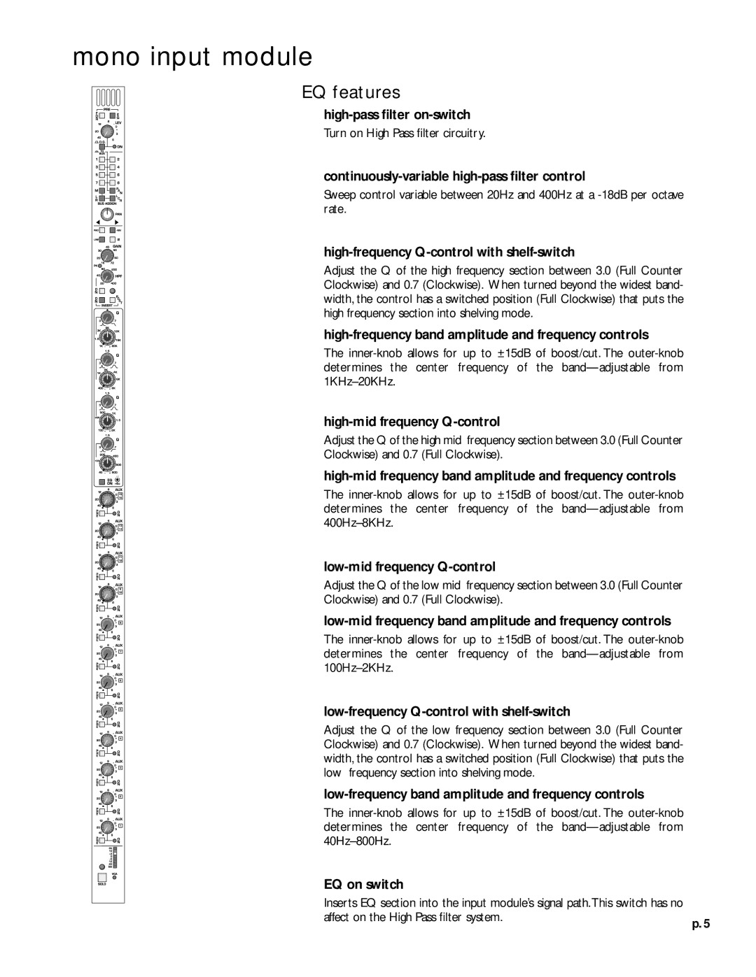 Peavey V12 owner manual EQ features 