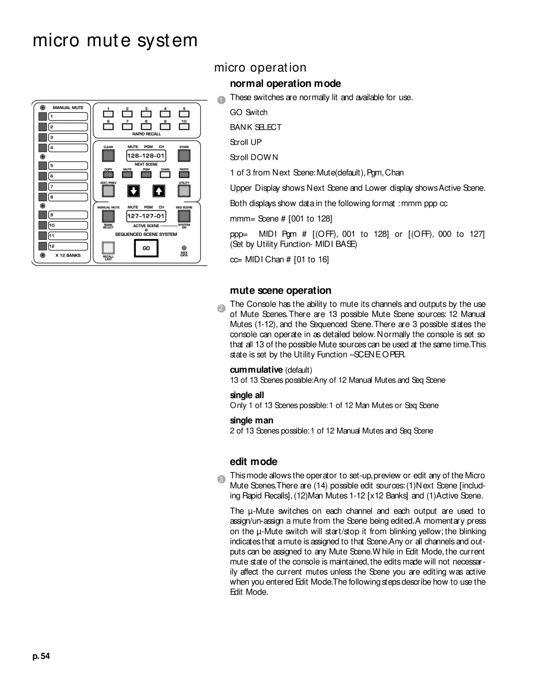 Peavey V12 owner manual Micro operation, Normal operation mode 