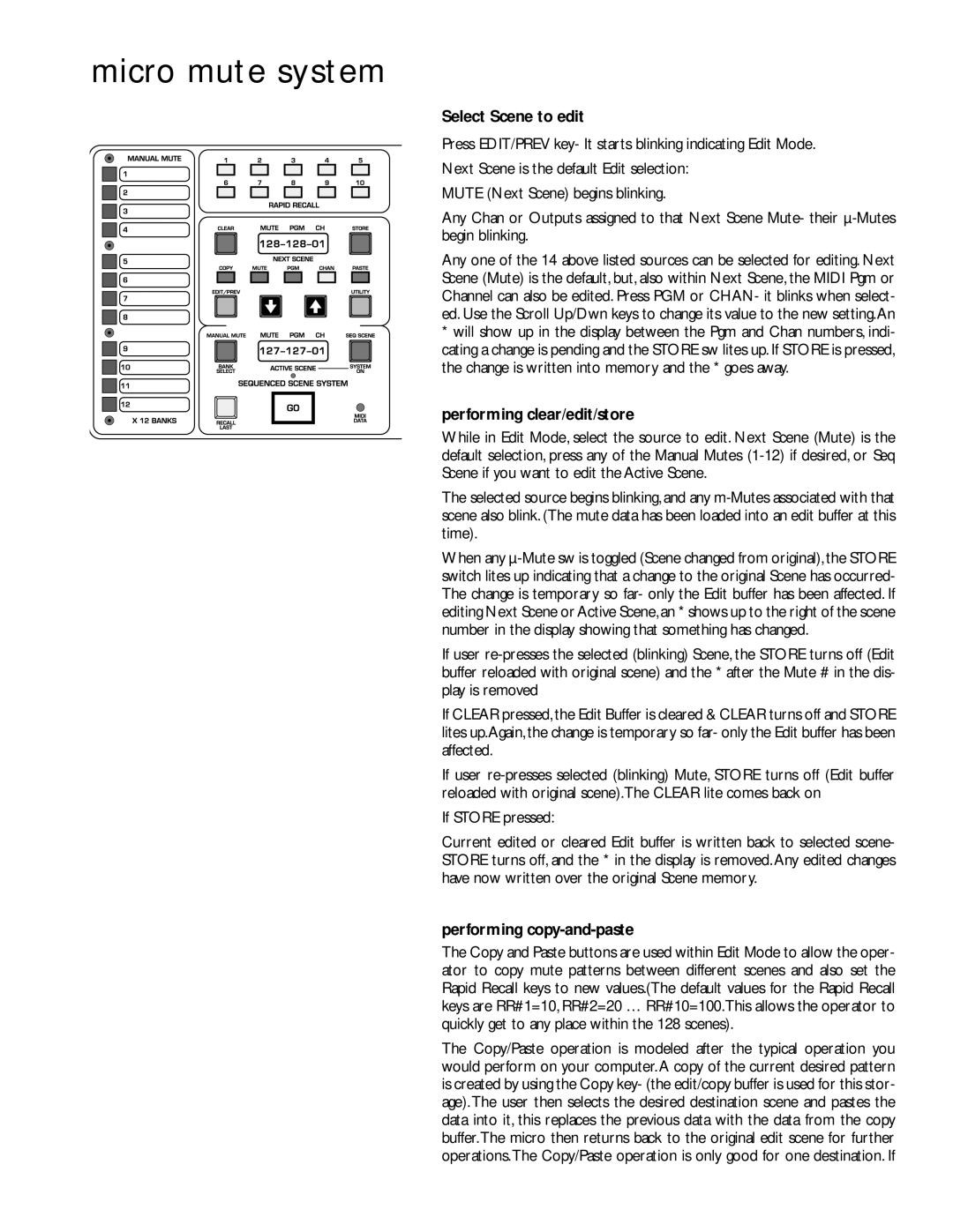 Peavey V12 owner manual Select Scene to edit 