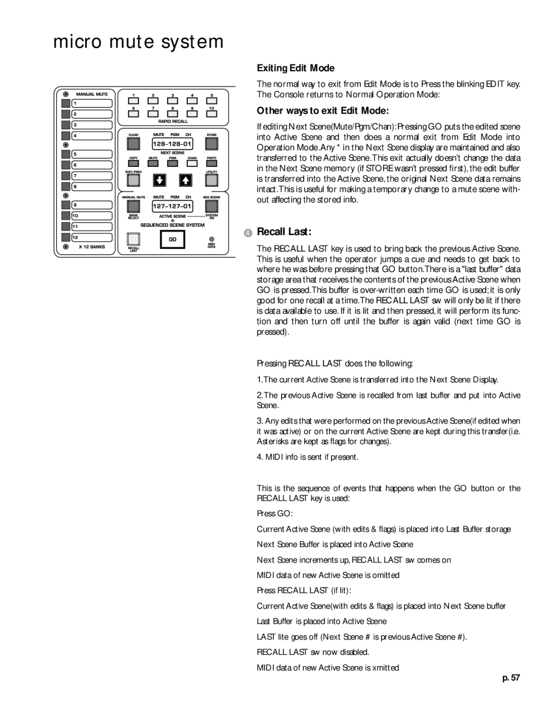 Peavey V12 owner manual Exiting Edit Mode, Other ways to exit Edit Mode 