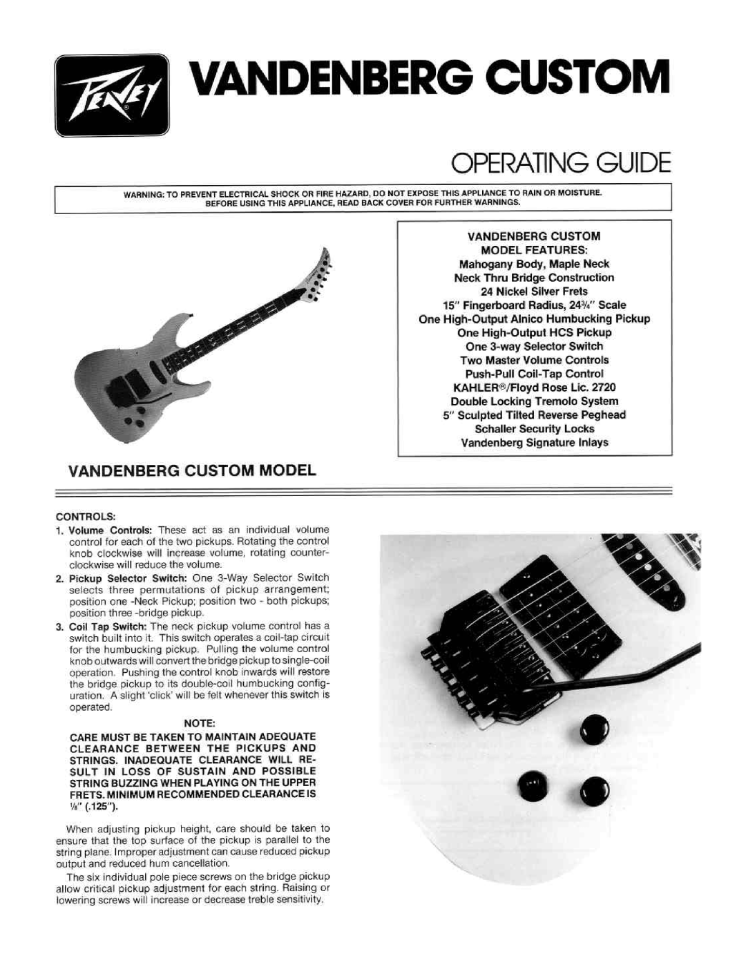 Peavey Vandenberg Custom manual 