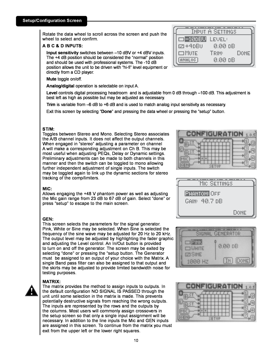 Peavey VSX 48 manual Setup/Configuration Screen, A B C & D Inputs, St/M, Matrix 