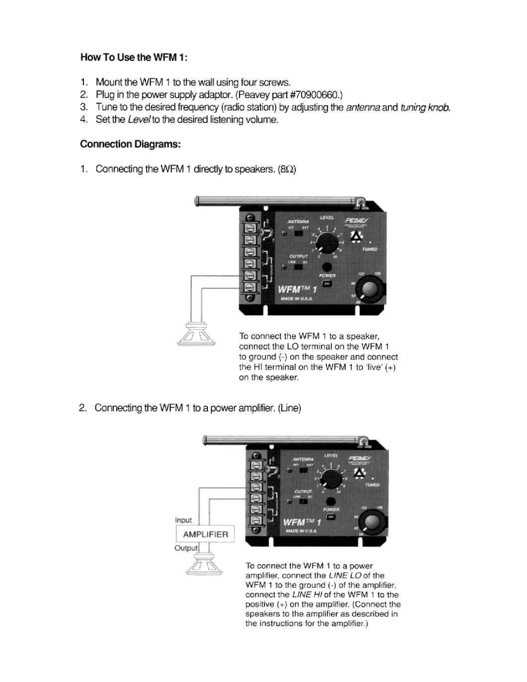 Peavey WFM 1 manual 