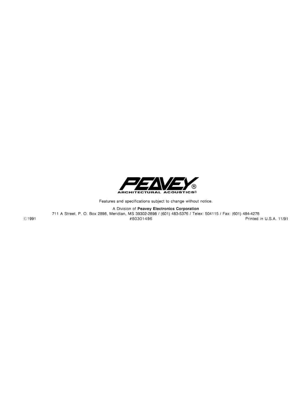 Peavey WFM 1 manual 