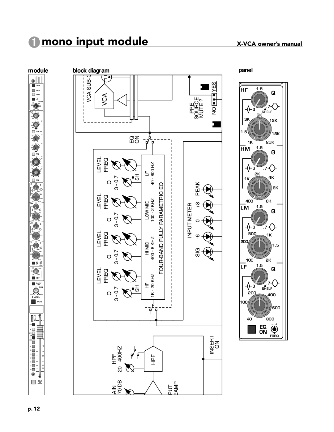 Peavey X-VCA owner manual Module, Vca 