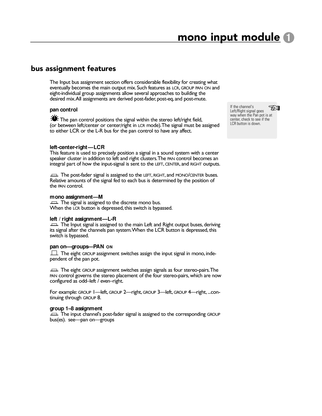 Peavey X-VCA owner manual Bus assignment features 