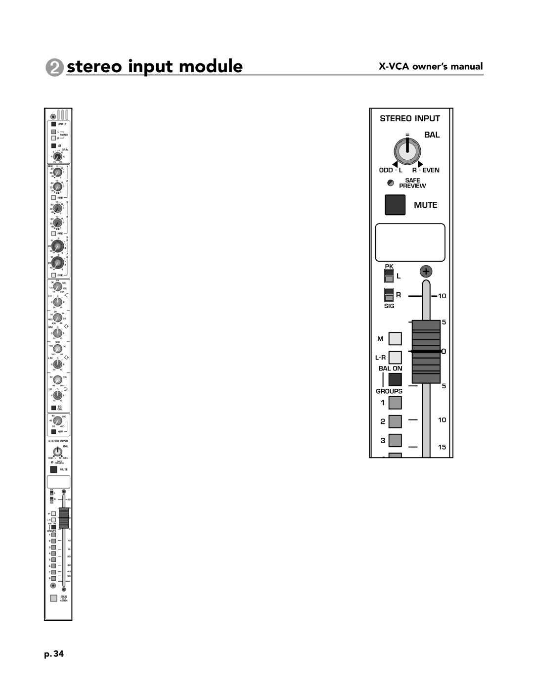 Peavey X-VCA owner manual Stereo Input 