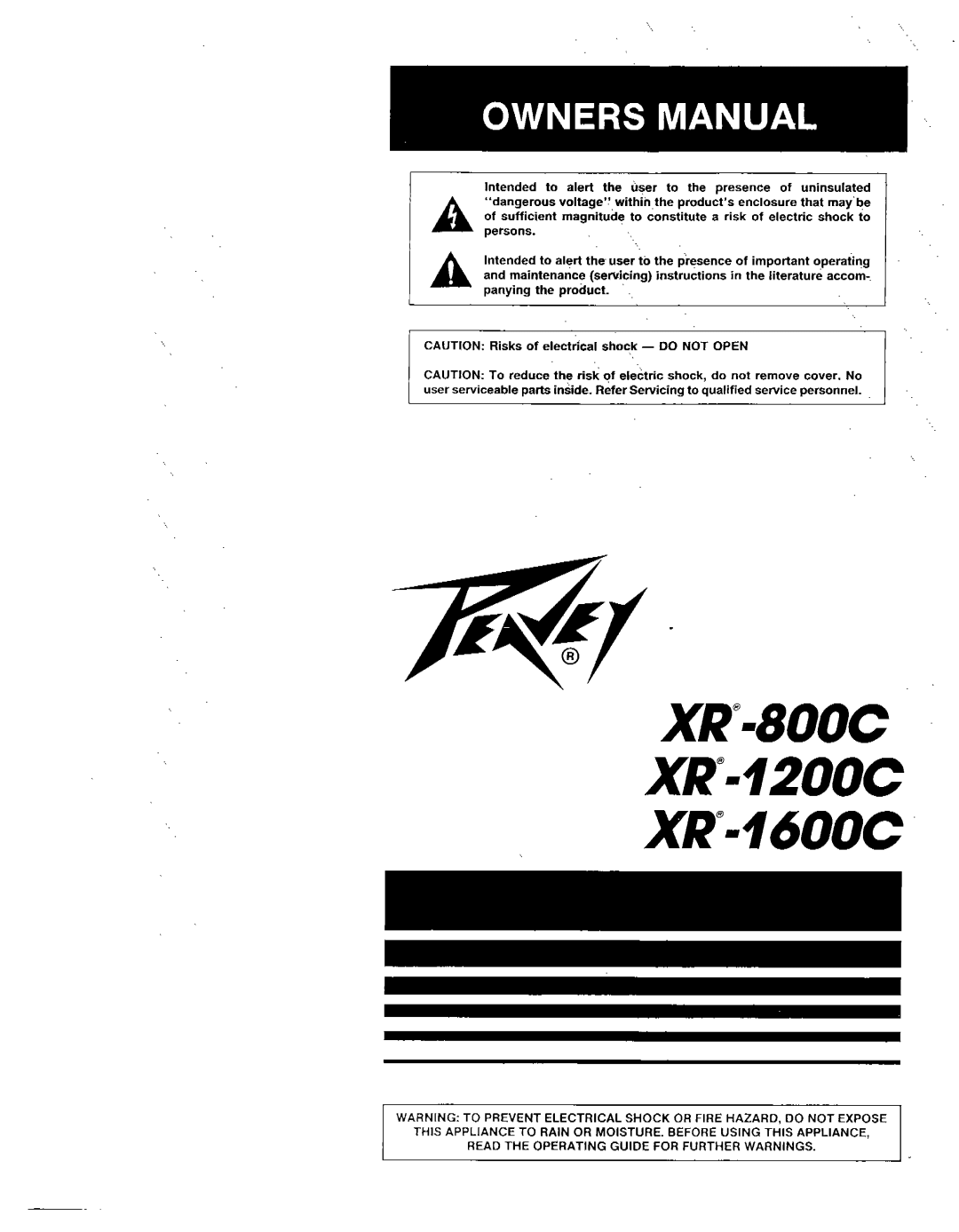 Peavey XR-800C, XR-1200C manual 