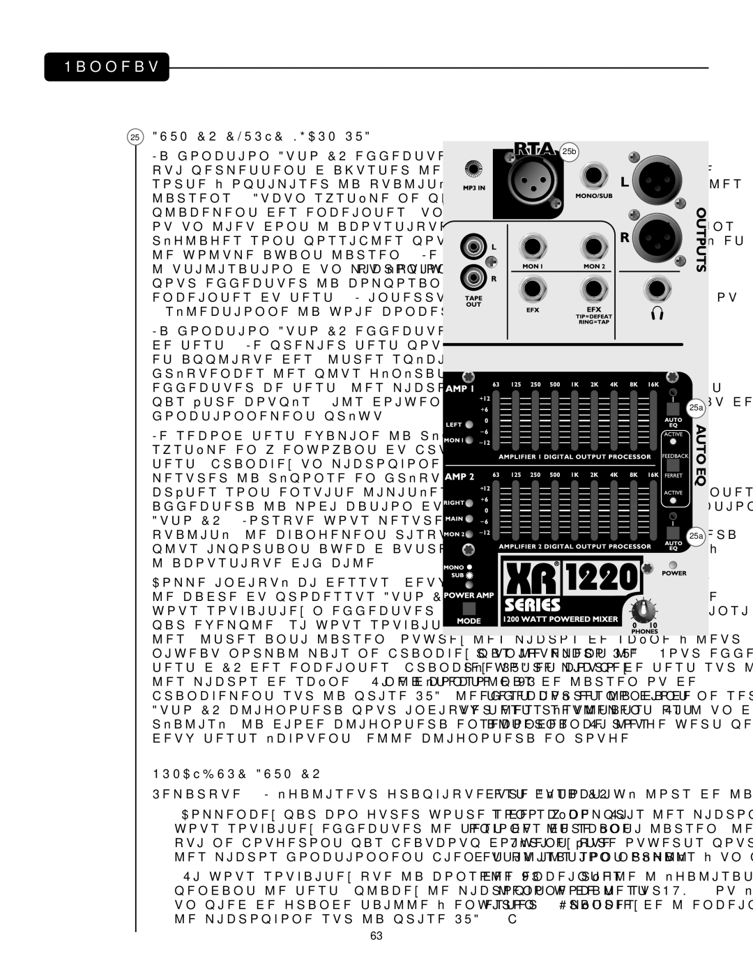 Peavey XR 1220, XR 1212 manual 25 650&2&/53c&.*$3035, GPODUJPOVUP&2FGGFDUVFFOGBJUEFVYGPODUJPOT 