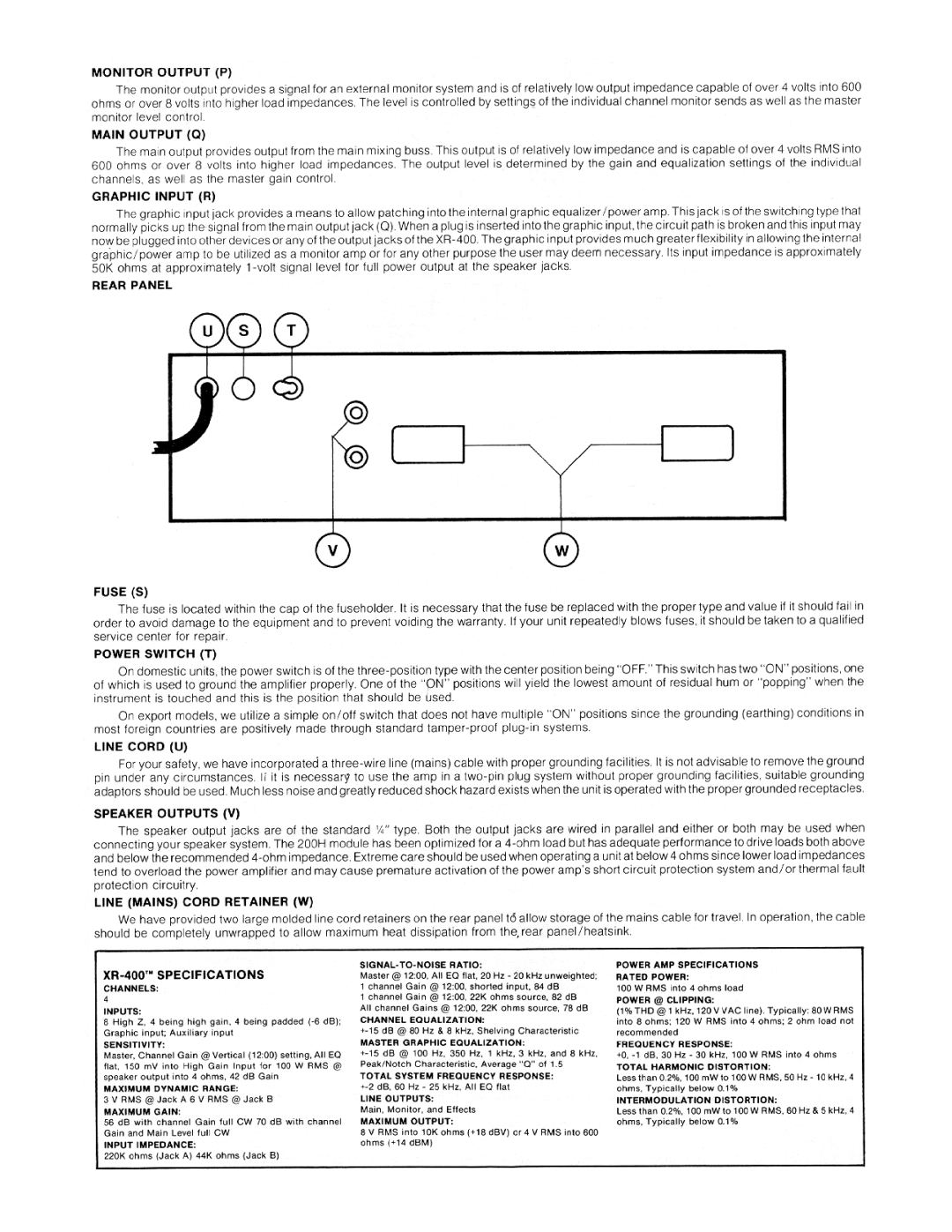 Peavey XR 400 manual 