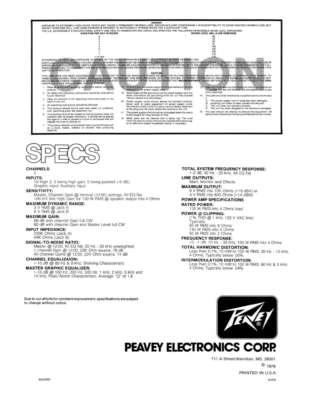 Peavey XR-500 manual 